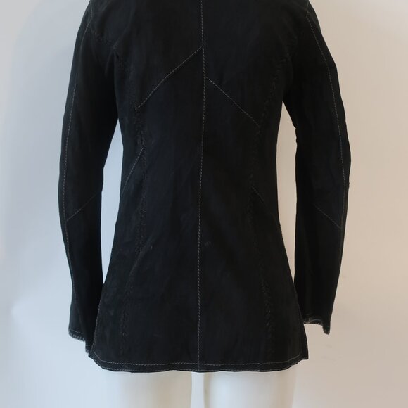 Womens Gitmo's Black Snap Button Suede Shacket Shirt Jacket 42 US/S - Picture 7 of 16